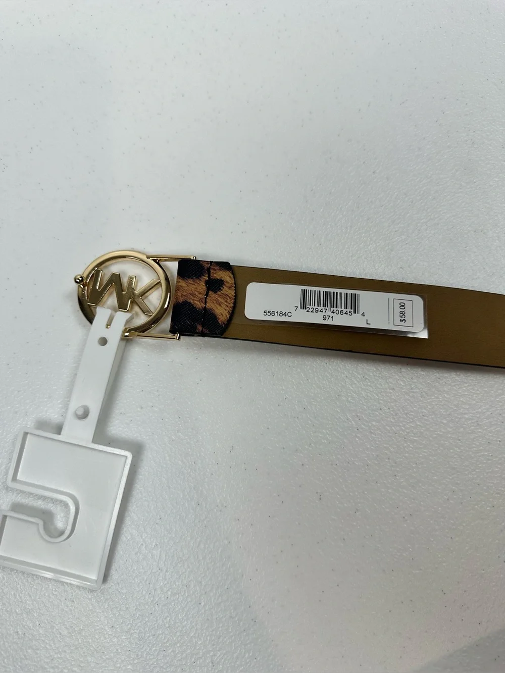 MICHAEL KORS WOMEN LEATHER BELT MK LOGO GOLD BUCKLE‎ CHEETAH LEOPARD PRINT Sz L